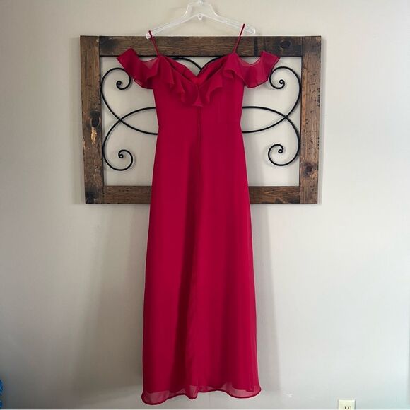 Colour Kenneth Winston Cranberry Off the Shoulder Sleeveless Gown Formal Dress - Picture 1 of 16